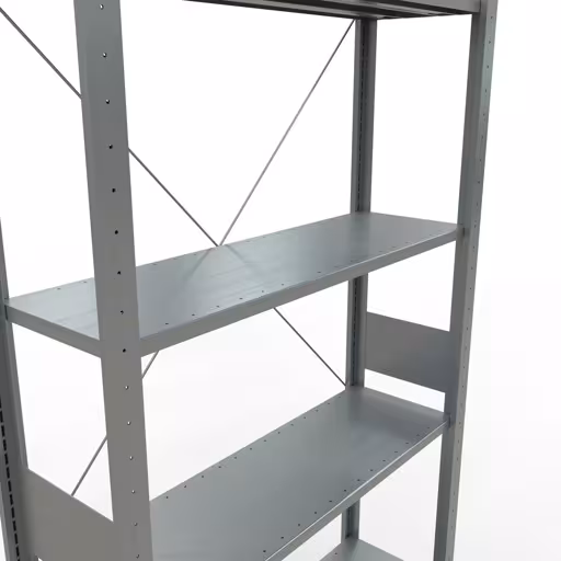 Abbildung Nr 14 des Artikels Grundregal, Fachbodenregal Stecksystem MULTIplus85, 3000 x 1000 x 300 mm (HxBxT), 7 Fachböden, Kreuzstrebe, verzinkt aus der Produktgruppe Stecksystem von der Marke Schulte Lagertechnik
