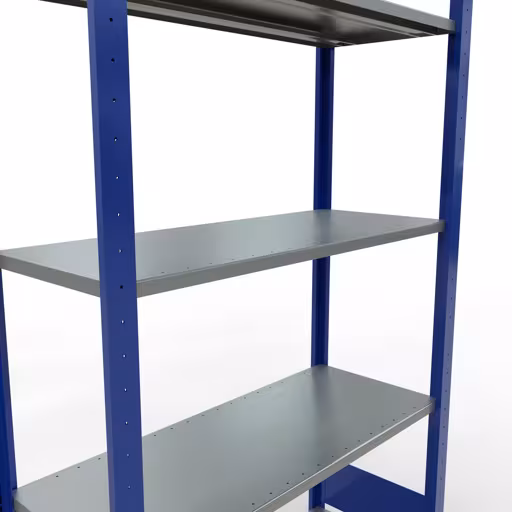 Grundregal, Fachbodenregal Stecksystem MULTIplus150, 2000 x 1000 x 400 mm (HxBxT), 5 Fachböden, Längenriegel, RAL 5010 enzianblau/verzinkt aus der Kategorie Grundregal mit der GTIN 4004514279965 Grundregal, Fachbodenregal Stecksystem MULTIplus150, 2000 x 1000 x 400 mm (HxBxT), 5 Fachböden, Längenriegel, RAL 5010 enzianblau/verzinkt von der Marke Schulte Lagertechnik aus der Produktreihe Stecksystem