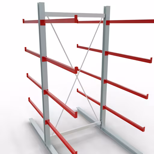K 6000 Komplettregal, doppelseitig, 3000 x 1500 x 2x 1250 mm, RAL 7001 / RAL 3000, 5 Lagerebenen aus der Kategorie K6000 für schwere Güter mit der Artikelnummer 28717
