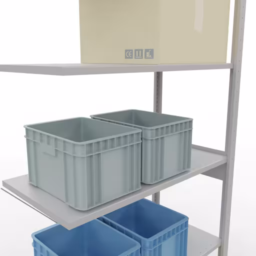 Anbauregal, Fachbodenregal Stecksystem MULTIplus150, 2500 x 1000 x 500 mm (HxBxT), 6 Fachböden, Kreuzstrebe, RAL 7035 lichtgrau von Schulte Lagertechnik aus der Kategorie Stecksystem
