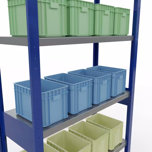 Produktbild Nr 13 des Artikels Grundregal, Fachbodenregal Stecksystem MULTIplus330, 2500 x 1000 x 400 mm (HxBxT), 6 Fachböden, Kreuzstrebe, RAL 5010 enzianblau/verzinkt Abbildung Nr 13 des Artikels Grundregal, Fachbodenregal Stecksystem MULTIplus330, 2500 x 1000 x 400 mm (HxBxT), 6 Fachböden, Kreuzstrebe, RAL 5010 enzianblau/verzinkt aus der Produktgruppe Stecksystem von der Marke Schulte Lagertechnik