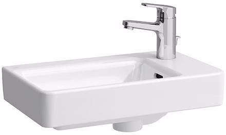 Handwaschbecken LAUFEN PRO S 480 x 280 mm, asymmetrisch rechts mit Überlauf, 1 Hahnloch-Ausführung weiß LAUFEN