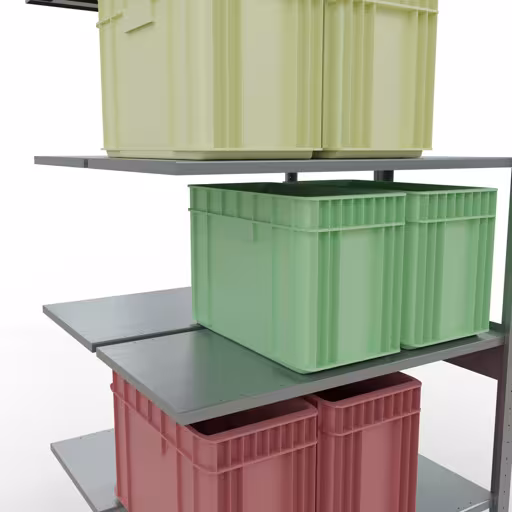 Produktbild Nr 14 des Artikels Anbauregal, Doppelregal, Fachbodenregal Stecksystem MULTIplus150, 2500 x 1000 x (2x500) mm (HxBxT), 2x6 Fachböden, Längenriegel, verzinkt Abbildung Nr 14 des Artikels Anbauregal, Doppelregal, Fachbodenregal Stecksystem MULTIplus150, 2500 x 1000 x (2x500) mm (HxBxT), 2x6 Fachböden, Längenriegel, verzinkt aus der Produktgruppe Fachbodenregale von der Marke Schulte Lagertechnik