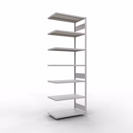Anbauregal, Fachbodenregal Stecksystem MULTIplus330, 3000 x 1000 x 600 mm (HxBxT), 7 Fachböden, Längenriegel, RAL 7035 lichtgrau aus der Kategorie Anbauregal mit der Artikelnummer 33867-LR