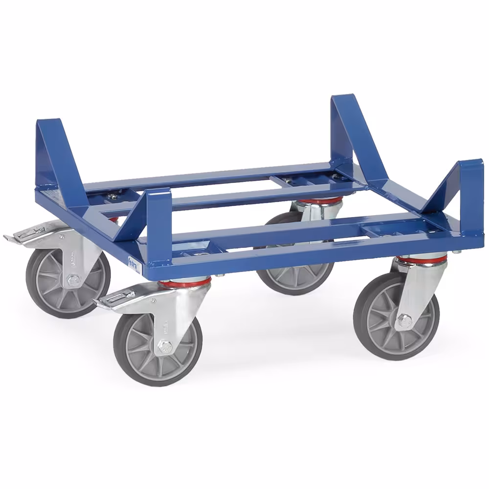 Ballenroller 1168 pulverbeschichtet blau RAL 5007, mit Bügelkonstruktion für den Transport von Rollen von der Marke Fetra aus der Produktreihe Transportsysteme