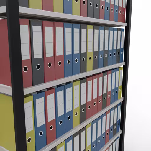Abbildung Nr 13 des Artikels Grundregal, Büro-Fachbodenregal Stecksystem MULTIplus85, 2300 x 1300 x 300 mm (HxBxT), 7 Fachböden, Kreuzstrebe, ohne Anschlagleiste, schwarz/lichtgrau aus der Produktgruppe Büroregale von der Marke Schulte Lagertechnik