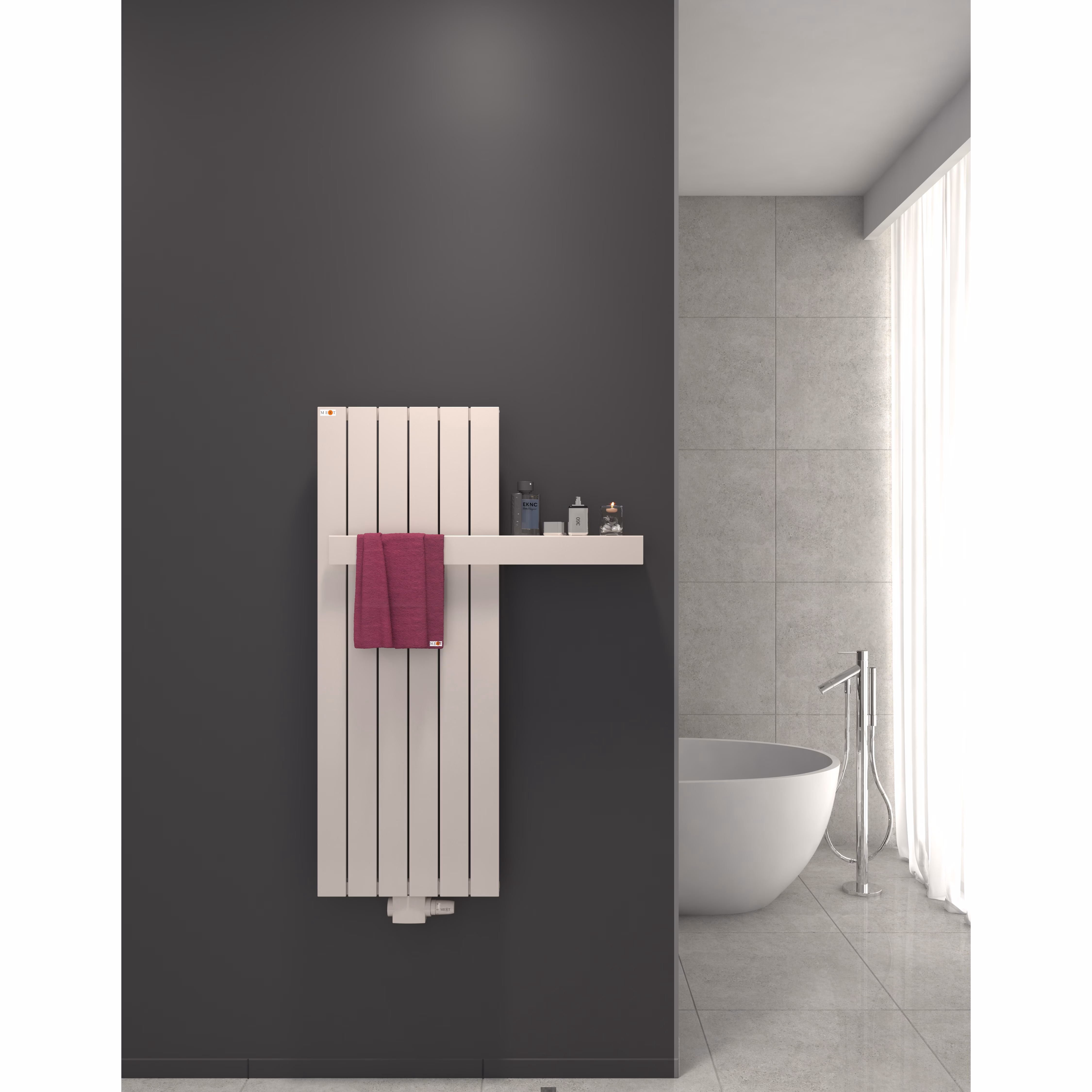 Radiatore a pannello MERT Design modello TEO, bianco, 455x1200 mm del marchio Mert Radiatore a pannello MERT DESIGN modello TEO, bianco, della categoria Radiatori per bagno con attacco centrale, codice articolo 5-TEO-45x120-W-M
