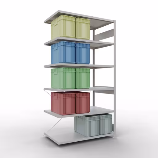 Produktbild Nr 15 des Artikels Stecksystem Anbauregal 2500x1300x800 mm, Typ 250 kg, lichtgrau Abbildung Nr 15 des Artikels Stecksystem Anbauregal 2500x1300x800 mm, Typ 250 kg, lichtgrau aus der Produktgruppe Stecksystem von der Marke Schulte Lagertechnik