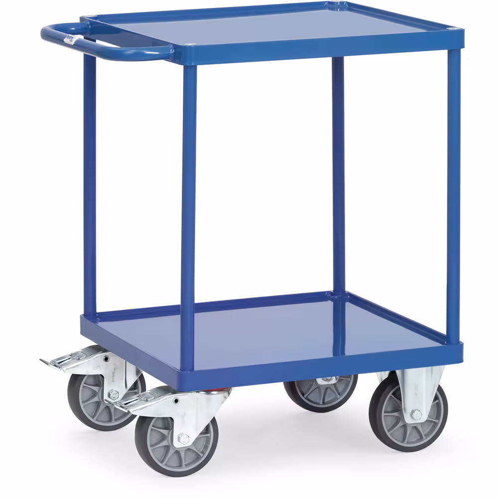 Tischwagen 2496W - Stahlblech Stahlrohr und Stahlprofile verschweißt, pulverbeschichtet in blau glänzend RAL 5007 aus der Kategorie Tischwagen mit der Artikelnummer 2496W