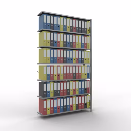 Abbildung Nr 11 des Artikels Anbauregal, Büro-Fachbodenregal Stecksystem MULTIplus85, 2300 x 1300 x 300 mm (HxBxT), 7 Fachböden, Kreuzstrebe, verzinkt, ohne Anschlagleiste aus der Produktgruppe Büroregale von der Marke Schulte Lagertechnik