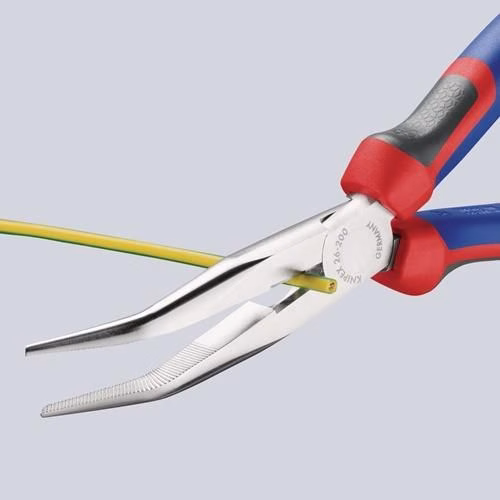 Flachrundzange Länge 200mm verchromt 40Grad gewinkelt Comfort-Griff KNIPEX