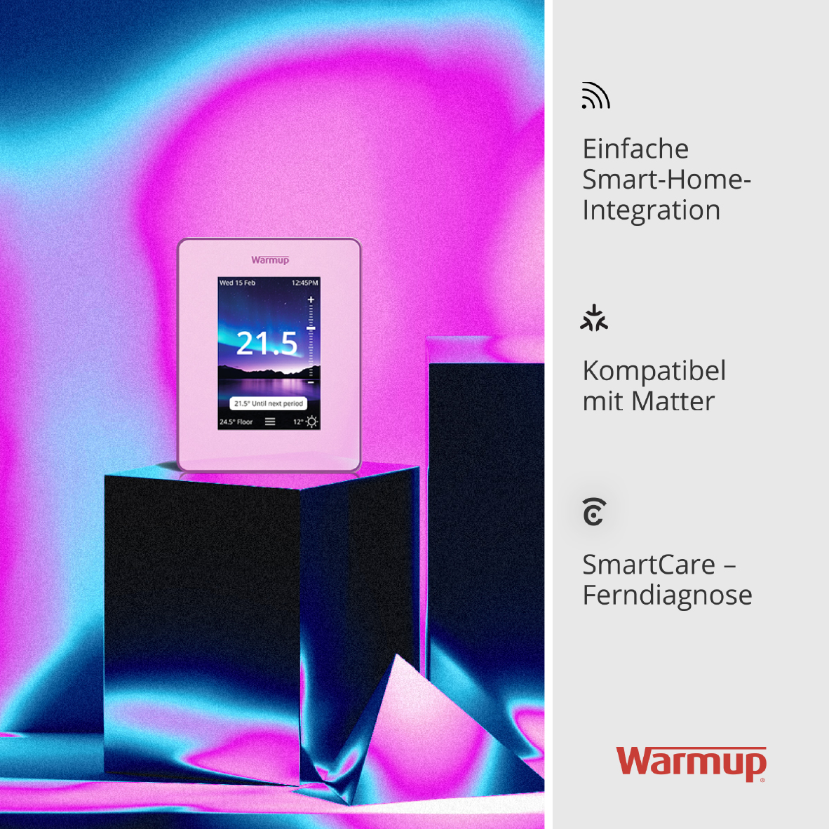 Ohne Text 3820028 Warmup 7iE Smartes Matter Kompatibles WIFI Thermostat weiß