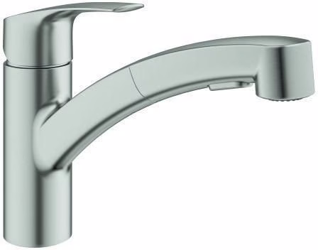 GROHE Einhand-Spültischbatterie Eurosmart 30305 flacher Auslauf mit ausziehbarer Dual-Spülbrause chrom