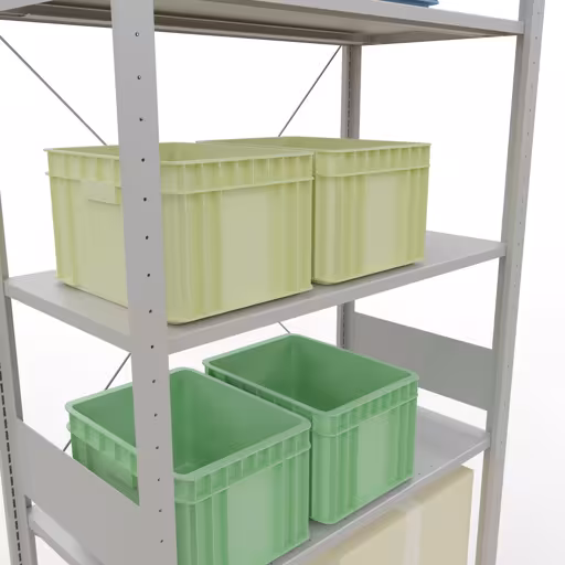 Produktbild Nr 12 des Artikels Grundregal, Fachbodenregal Stecksystem MULTIplus150, 3000 x 1000 x 500 mm (HxBxT), 7 Fachböden, Kreuzstrebe, RAL 7035 lichtgrau Abbildung Nr 12 des Artikels Grundregal, Fachbodenregal Stecksystem MULTIplus150, 3000 x 1000 x 500 mm (HxBxT), 7 Fachböden, Kreuzstrebe, RAL 7035 lichtgrau aus der Produktgruppe Stecksystem von der Marke Schulte Lagertechnik