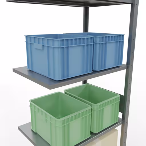 Anbauregal, Fachbodenregal Stecksystem MULTIplus150, 3000 x 750 x 500 mm (HxBxT), 7 Fachböden, Längenriegel, verzinkt mit der Artikelnr. 12757-75-LR Anbauregal, Fachbodenregal Stecksystem MULTIplus150, 3000 x 750 x 500 mm (HxBxT), 7 Fachböden, Längenriegel, verzinkt von Schulte Lagertechnik aus der Kategorie Stecksystem