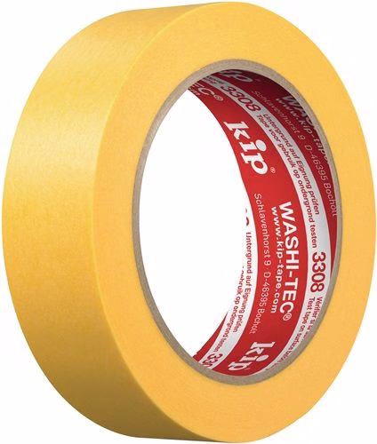 Ruban de masquage 3308 WASHI-TEC® Premium Plus Goldkrepp® lisse jaune, longueur 50 m, largeur 18 mm, rouleau de marque KIP Ruban de masquage 3308 WASHI-TEC® Premium Plus Goldkrepp® rouleau jaune lisse KIP de la catégorie rubans adhésifs et rubans d'étanchéité avec le numéro de pièce 4000353251