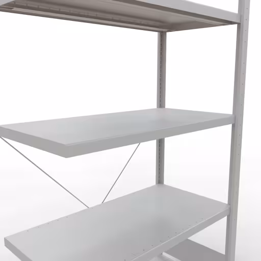 Anbauregal, Fachbodenregal Stecksystem MULTIplus330, 2000 x 1000 x 500 mm (HxBxT), 5 Fachböden, Kreuzstrebe, RAL 7035 lichtgrau von Schulte Lagertechnik aus der Kategorie Stecksystem