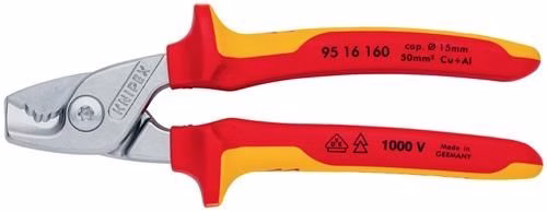 Detailbild 4044134 Kabelschere Länge 160 mm Kopf verchromt VDE Mehrkomponenten-Hüllen Form 1 KNIPEX