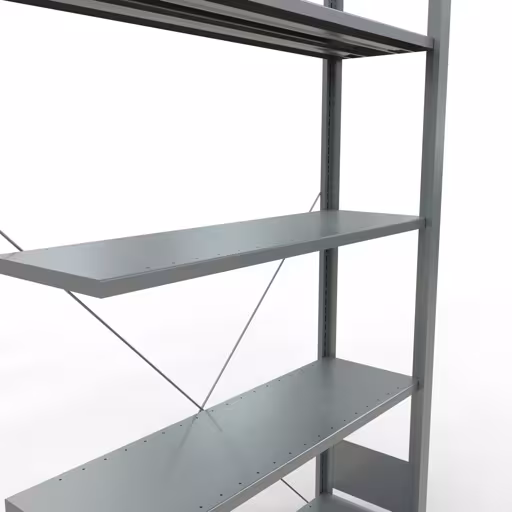 Abbildung Nr 12 des Artikels Anbauregal, Büro-Fachbodenregal Stecksystem MULTIplus85, 1800 x 1000 x 300 mm (HxBxT), 5 Fachböden, Kreuzstrebe, verzinkt, ohne Anschlagleiste aus der Produktgruppe Büroregale von der Marke Schulte Lagertechnik