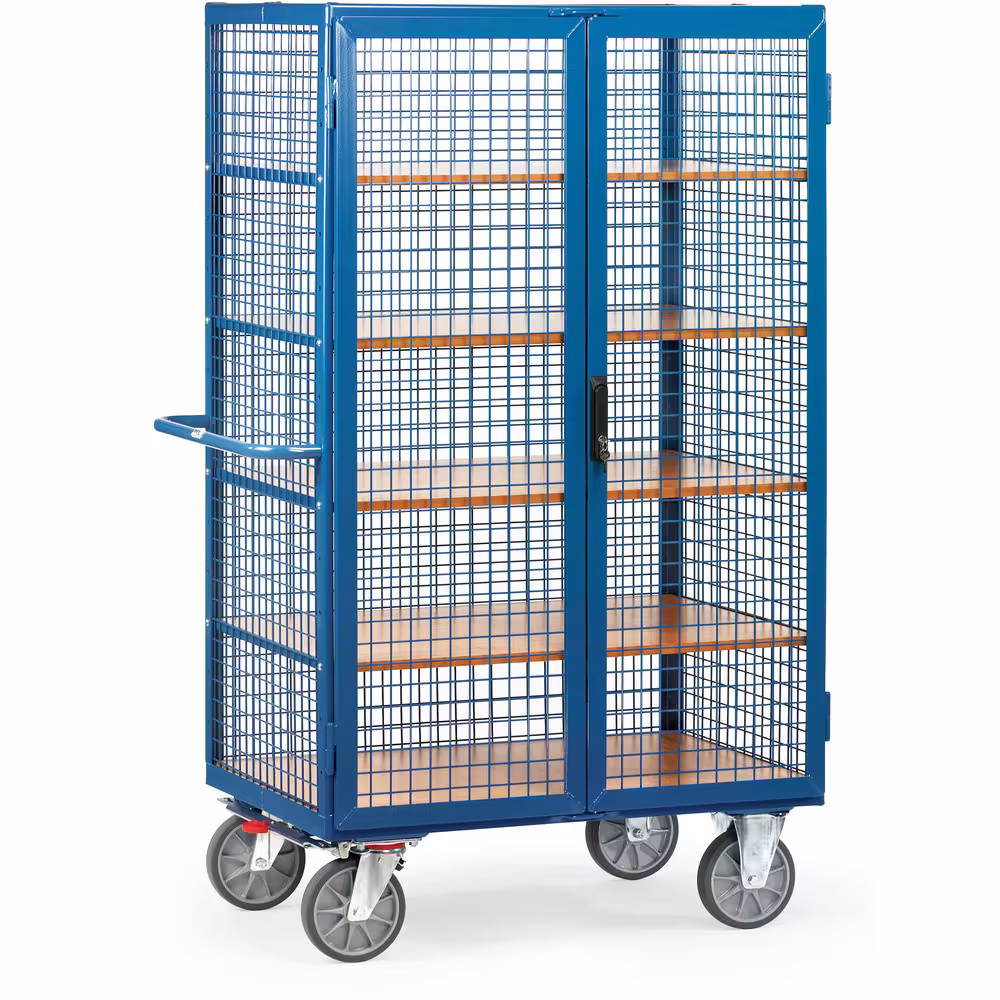 Kastenwagen Türen Gitter mit Rohrschiebegrif, 1 Längswand und Dach mit Drahtgitter 40 x 40 x 4 mm verkleidet, komplett verschweißt, pulverbeschichtet aus der Kategorie Etagenwagen