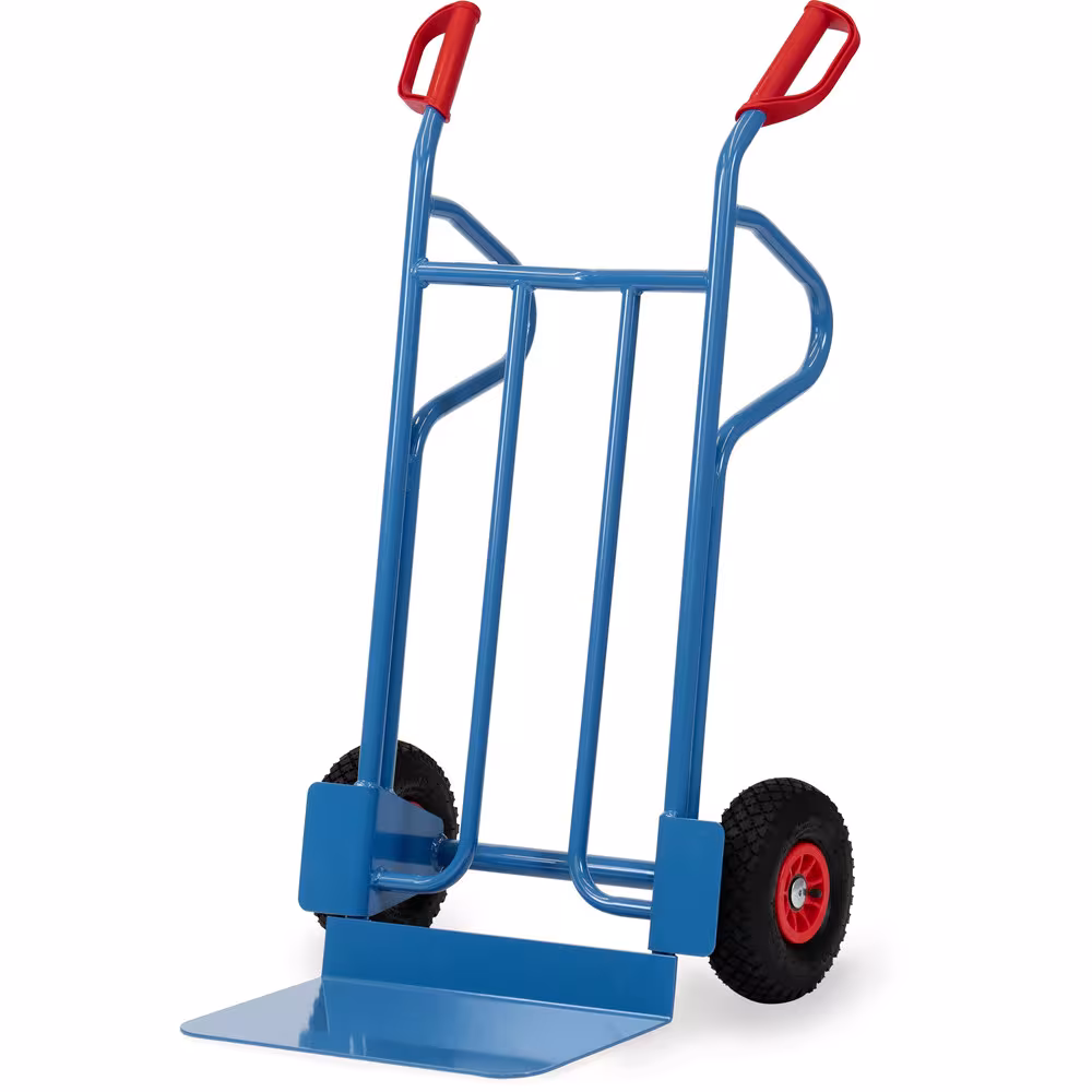 Sackkarre B1216L Bereifung Luft von der Marke Fetra Sackkarre 1200 mm stabile Schweißkonstruktion, pulverbeschichtet, blau, RAL 5007, fetra Sicherheitsgriffe Typ Bereifung: Luft aus der Kategorie Karren mit der Artikelnr. B1216L