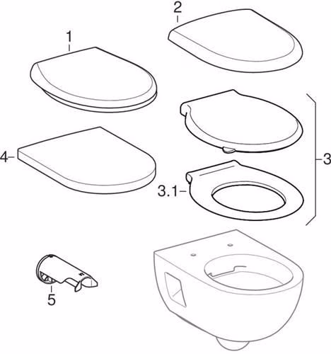 Technische Zeichnung 4079974 Geberit Renova Wand-WC Tiefspüler teilgeschlossene Form, Rimfree, weiß