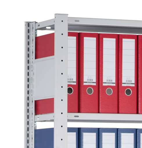 Andere Ansicht des Artikels Anbauregal, Büro-Fachbodenregal Stecksystem MULTIplus150, 2000 x 750 x 600 mm (HxBxT), 6 Fachböden, Längenriegel, ohne Mittelanschlag, schwarz/lichtgrau aus der Kategorie Büroregale