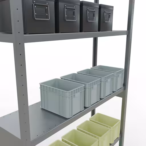 Grundregal, Fachbodenregal Stecksystem MULTIplus250, 3000 x 1300 x 400 mm (HxBxT), 7 Fachböden, Längenriegel, verzinkt von Schulte Lagertechnik aus der Kategorie Stecksystem