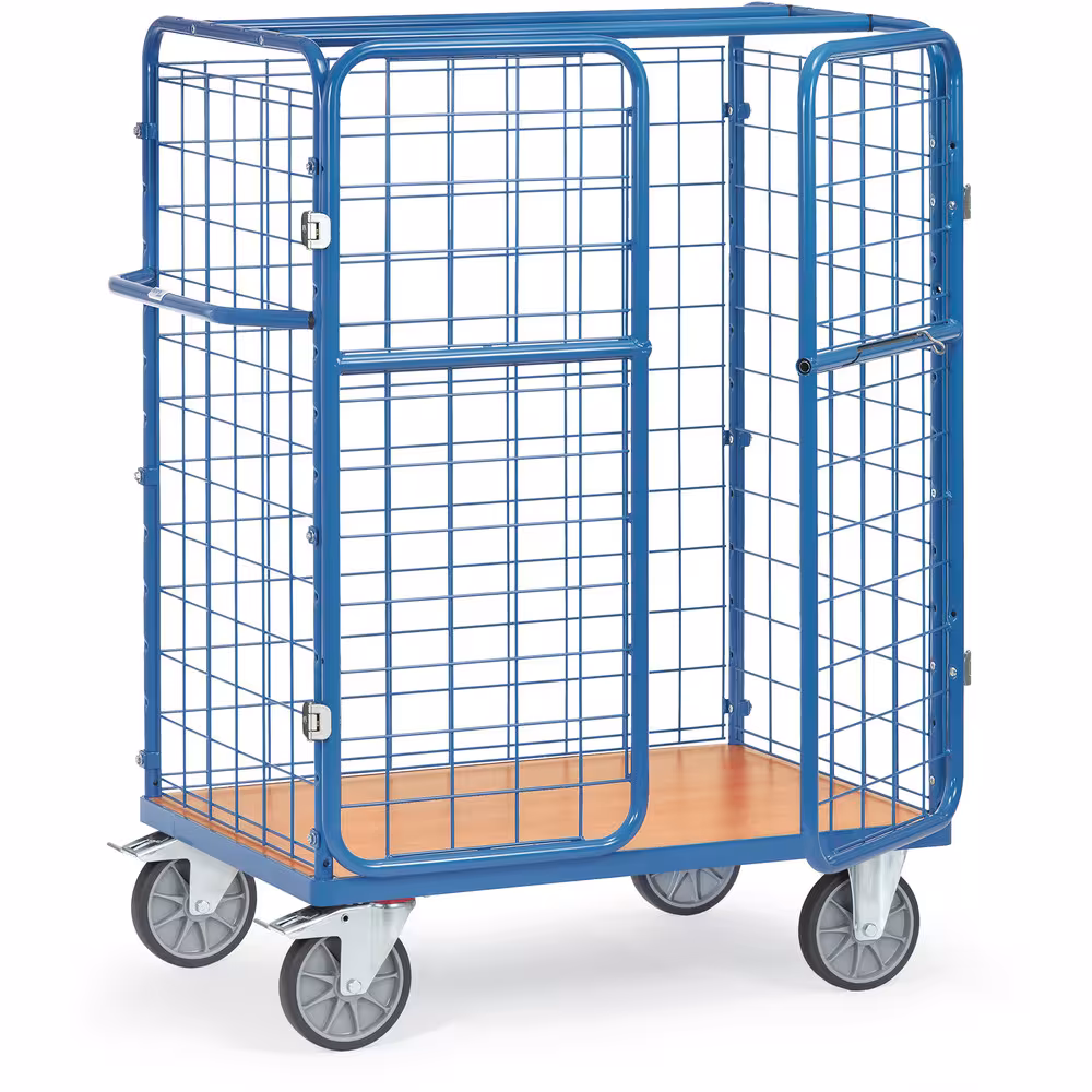 Paketwagen niedrig Türen Baukasten-System, Stahlrohr und Profilstahl geschweißt, pulverbeschichtet blau RAL 5007 von Fetra Paketwagen niedrig Türen Baukasten-System, Stahlrohr und Profilstahl geschweißt, pulverbeschichtet blau RAL 5007 aus der Kategorie Etagenwagen