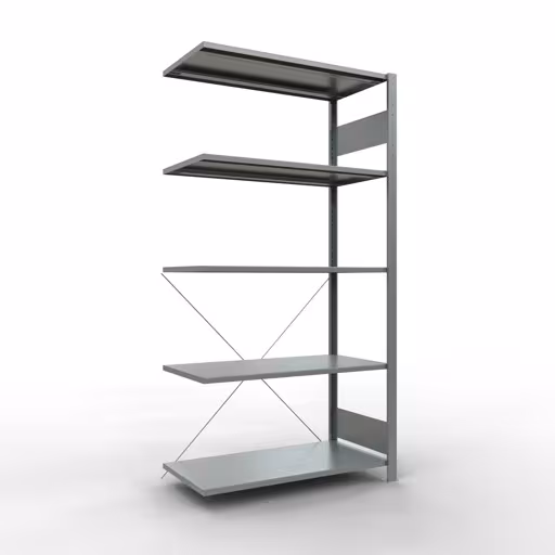 Anbauregal, Fachbodenregal Stecksystem MULTIplus150, 2000 x 1000 x 500 mm (HxBxT), 5 Fachböden, Kreuzstrebe, verzinkt - Expressline von der Marke Schulte Lagertechnik Anbauregal, Fachbodenregal Stecksystem MULTIplus150, 2000 x 1000 x 500 mm (HxBxT), 5 Fachböden, Kreuzstrebe, verzinkt - Expressline aus der Kategorie Anbauregal mit der Artikelnummer 12755-K