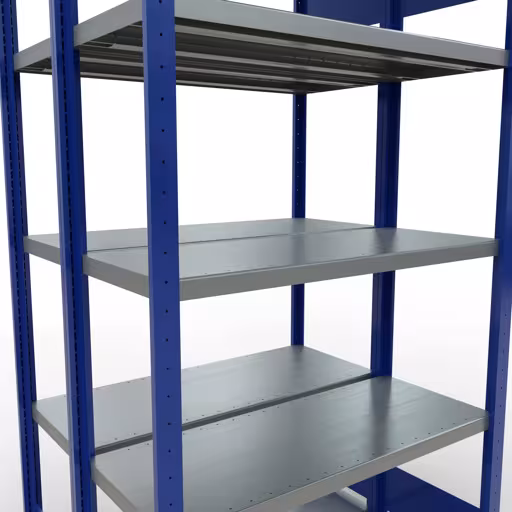 Produktbild Nr.15 des Artikels Grundregal, Doppelregal, Fachbodenregal Stecksystem MULTIplus250, 2000 x 1000 x (2x400) mm (HxBxT), 2x5 Fachböden, Längenriegel, RAL 5010 enzianblau aus der Produktreihe Fachbodenregale von der Marke Schulte Lagertechnik