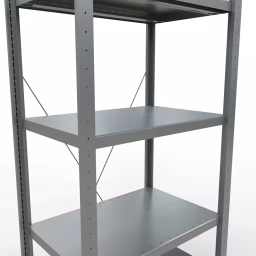 Grundregal, Fachbodenregal Stecksystem MULTIplus250, 2000 x 750 x 500 mm (HxBxT), 5 Fachböden, Kreuzstrebe, verzinkt von Schulte Lagertechnik aus der Kategorie Stecksystem