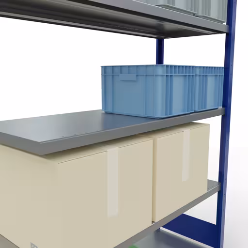 Abbildung Nr 12 des Artikels Anbauregal, Fachbodenregal Stecksystem MULTIplus250, 2000 x 1300 x 500 mm (HxBxT), 5 Fachböden, Längenriegel, RAL 5010 enzianblau/verzinkt aus der Produktgruppe Stecksystem von der Marke Schulte Lagertechnik