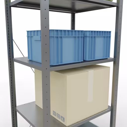 Grundregal, Fachbodenregal Stecksystem MULTIplus150, 2000 x 750 x 600 mm (HxBxT), 5 Fachböden, Kreuzstrebe, verzinkt aus der Kategorie Grundregal mit der GTIN 4004514204837 Grundregal, Fachbodenregal Stecksystem MULTIplus150, 2000 x 750 x 600 mm (HxBxT), 5 Fachböden, Kreuzstrebe, verzinkt von der Marke Schulte Lagertechnik aus der Produktreihe Stecksystem