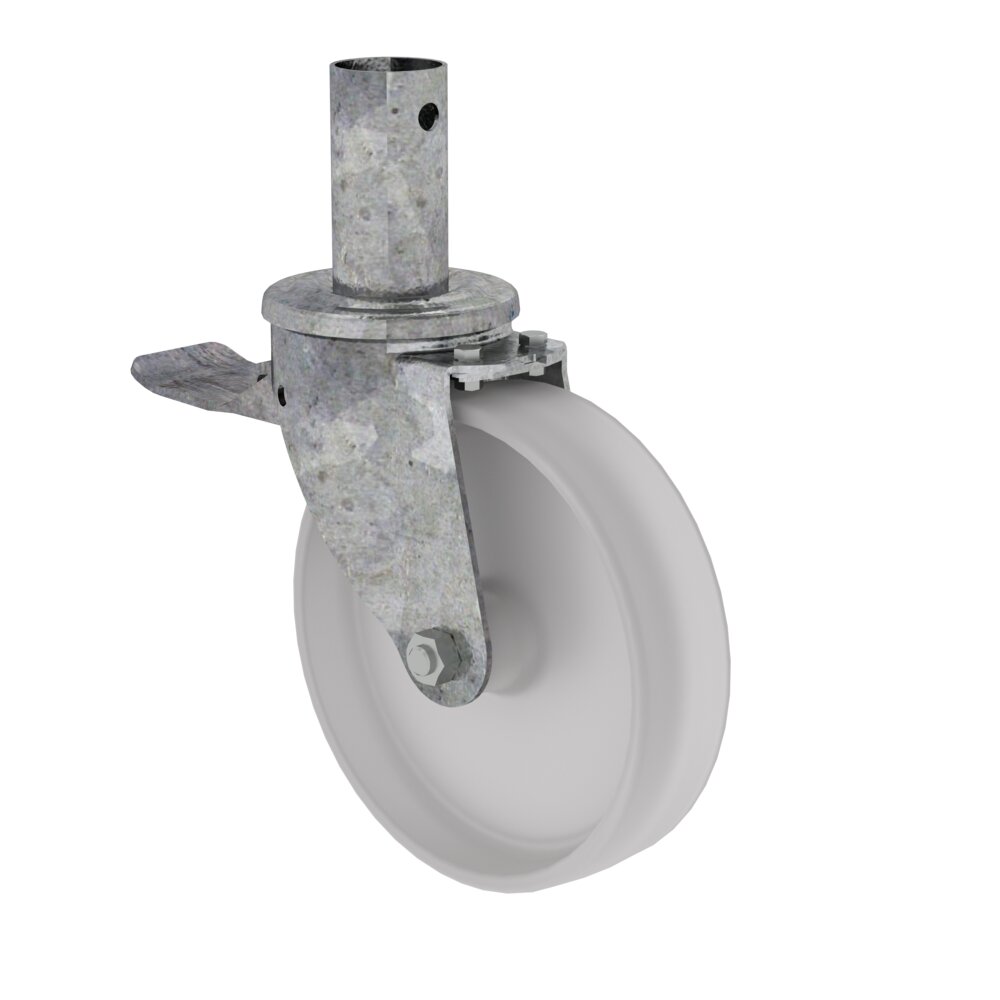 Munk Lenkrolle ø 200 mm mit Feststellbremse und Zapfen von Günzburger Steigtechnik Munk Lenkrolle aus der Kategorie Steigtechnik Zubehör & Ersatzteile mit der Artikelnr. 027958, Maschine, Rad