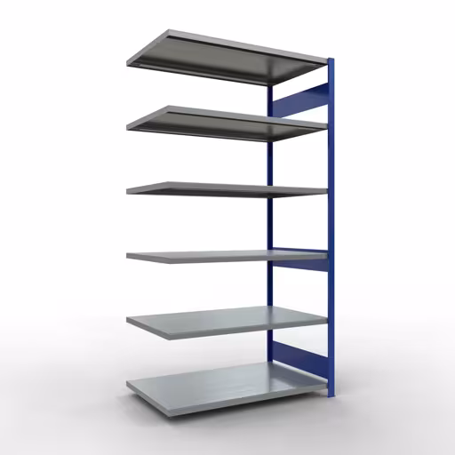 Abbildung Nr 15 des Artikels Anbauregal, Fachbodenregal Stecksystem MULTIplus250, 2500 x 1300 x 800 mm (HxBxT), 6 Fachböden, Längenriegel, RAL 5010 enzianblau/verzinkt aus der Produktgruppe Stecksystem von der Marke Schulte Lagertechnik