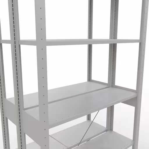 Produktbild Nr 16 des Artikels Grundregal, Doppelregal, Fachbodenregal Stecksystem MULTIplus150, 2500 x 1000 x (2x300) mm (HxBxT), 2x6 Fachböden, Kreuzstrebe, RAL 7035 lichtgrau Abbildung Nr 16 des Artikels Grundregal, Doppelregal, Fachbodenregal Stecksystem MULTIplus150, 2500 x 1000 x (2x300) mm (HxBxT), 2x6 Fachböden, Kreuzstrebe, RAL 7035 lichtgrau aus der Produktgruppe Fachbodenregale von der Marke Schulte Lagertechnik