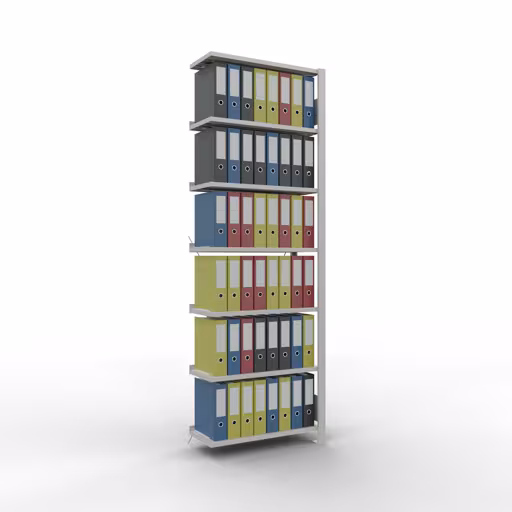 Abbildung Nr 8 des Artikels Anbauregal, Büro-Fachbodenregal Stecksystem MULTIplus85, 2300 x 750 x 300 mm (HxBxT), 7 Fachböden, Kreuzstrebe, mit Anschlagleiste, lichtgrau aus der Produktgruppe Büroregale von der Marke Schulte Lagertechnik