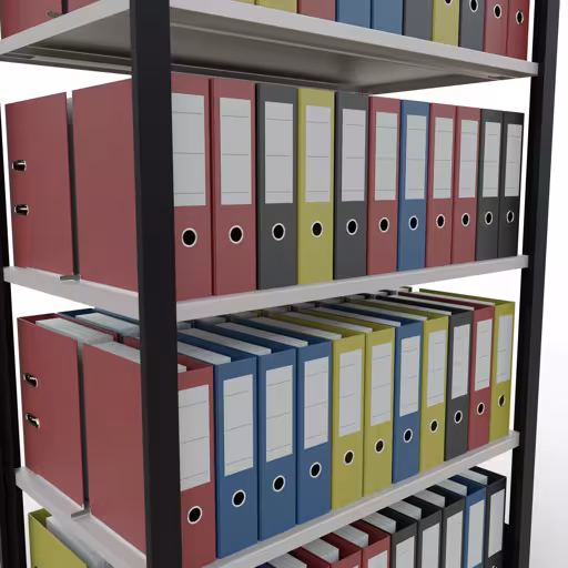 Abbildung Nr 12 des Artikels Grundregal, Büro-Fachbodenregal Stecksystem MULTIplus150, 1800 x 1000 x 600 mm (HxBxT), 5 Fachböden, Längenriegel, mit Mittelanschlag, schwarz/lichtgrau aus der Produktgruppe Büroregale von der Marke Schulte Lagertechnik