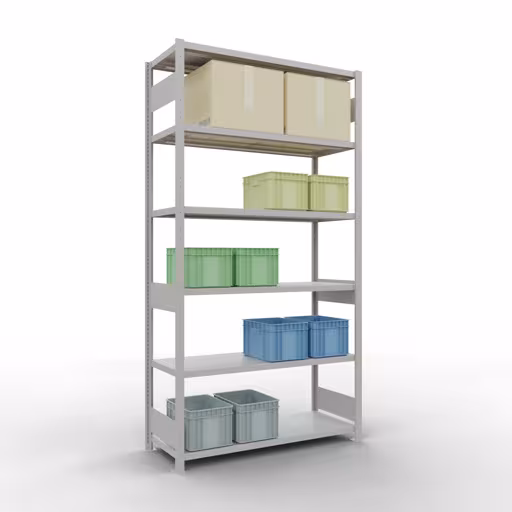 Produktbild Nr 14 des Artikels Grundregal, Fachbodenregal Stecksystem MULTIplus250, 2500 x 1300 x 500 mm (HxBxT), 6 Fachböden, Längenriegel, RAL 7035 lichtgrau Abbildung Nr 14 des Artikels Grundregal, Fachbodenregal Stecksystem MULTIplus250, 2500 x 1300 x 500 mm (HxBxT), 6 Fachböden, Längenriegel, RAL 7035 lichtgrau aus der Produktgruppe Stecksystem von der Marke Schulte Lagertechnik