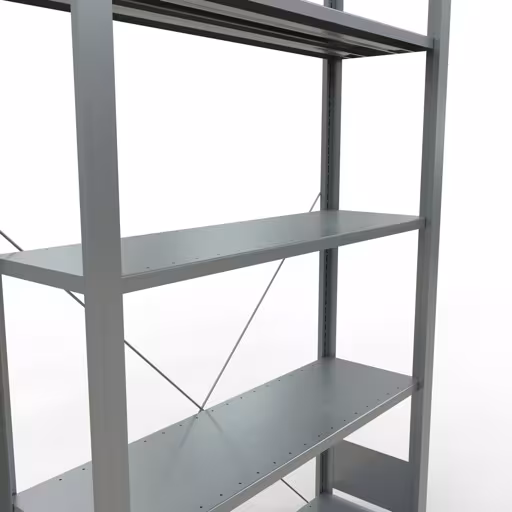 Grundregal, Büro-Fachbodenregal Stecksystem MULTIplus85, 1800 x 1000 x 300 mm (HxBxT), 5 Fachböden, Kreuzstrebe, verzinkt, ohne Anschlagleiste von Schulte Lagertechnik aus der Kategorie Büroregale