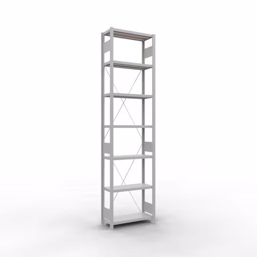 Grundregal, Fachbodenregal Stecksystem MULTIplus250, 3000 x 750 x 300 mm (HxBxT), 7 Fachböden, Kreuzstrebe, RAL 7035 lichtgrau von der Marke Schulte Lagertechnik Grundregal, Fachbodenregal Stecksystem MULTIplus250, 3000 x 750 x 300 mm (HxBxT), 7 Fachböden, Kreuzstrebe, RAL 7035 lichtgrau aus der Kategorie Grundregal mit der Artikelnummer 32832-75