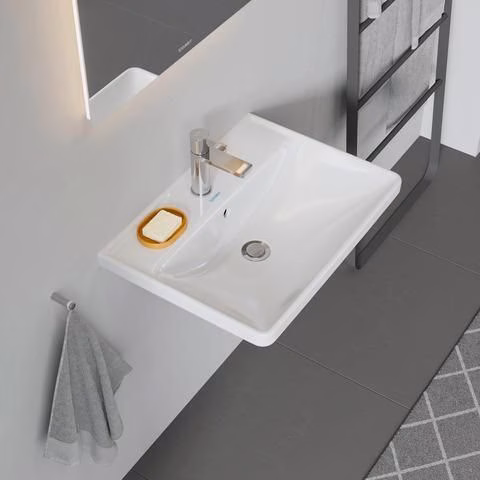 Detailbild 4040049 Waschtisch D-Neo 600x440mm weiß 1 Hahnloch, mit Überlauf DURAVIT