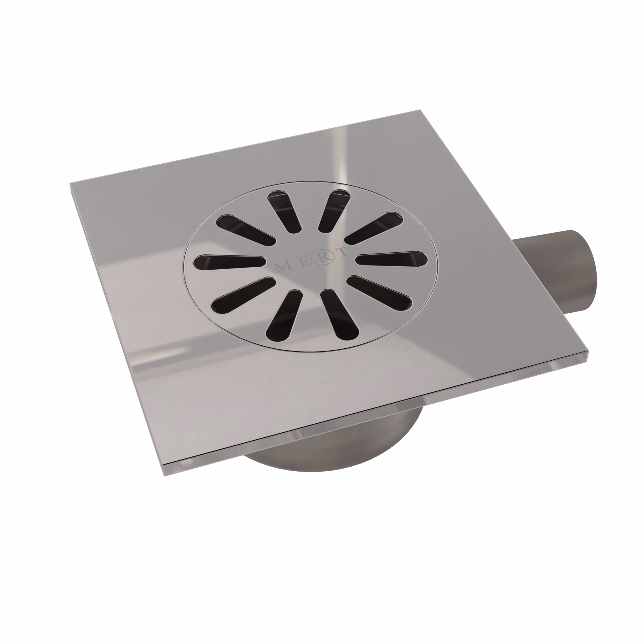 MERT Bodenablauf HK-SERIE komplett aus Edelstahl mit Rost, 100x100 mm, senkrecht