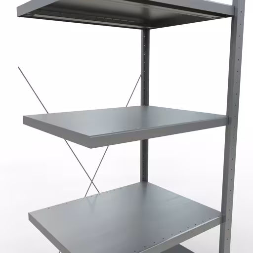 Produktbild Nr 15 des Artikels Anbauregal, Fachbodenregal Stecksystem MULTIplus250, 2000 x 750 x 600 mm (HxBxT), 5 Fachböden, Kreuzstrebe, verzinkt Abbildung Nr 15 des Artikels Anbauregal, Fachbodenregal Stecksystem MULTIplus250, 2000 x 750 x 600 mm (HxBxT), 5 Fachböden, Kreuzstrebe, verzinkt aus der Produktgruppe Stecksystem von der Marke Schulte Lagertechnik