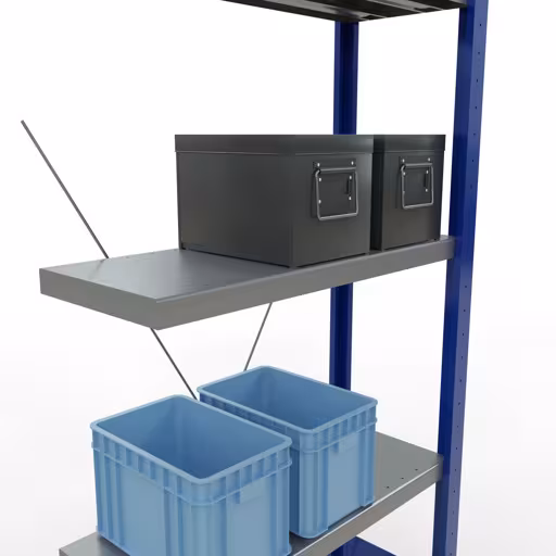 Abbildung Nr 12 des Artikels Anbauregal, Fachbodenregal Stecksystem MULTIplus250, 2000 x 750 x 300 mm (HxBxT), 5 Fachböden, Kreuzstrebe, RAL 5010 enzianblau/verzinkt/verzinkt aus der Produktgruppe Stecksystem von der Marke Schulte Lagertechnik