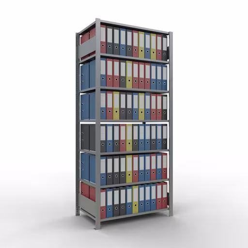 Abbildung Nr 13 des Artikels Grundregal, Büro-Fachbodenregal Stecksystem MULTIplus150, 2300 x 1000 x 600 mm (HxBxT), 7 Fachböden, Längenriegel, verzinkt, ohne Mittelanschlag aus der Produktgruppe Büroregale von der Marke Schulte Lagertechnik