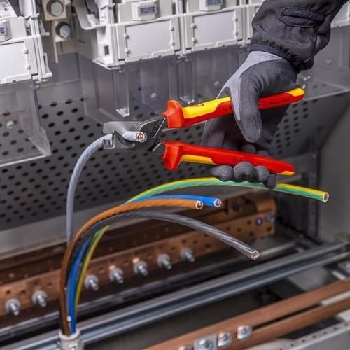 Detailbild 4048166 Kabelschere StepCut® XL Länge 225 mm Kopf brüniert VDE Mehrkomponenten-Hüllen KNIPEX