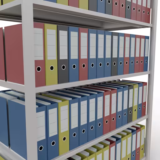Zusatzbild des Artikels Grundregal, Büro-Fachbodenregal Stecksystem MULTIplus150, 1800 x 1300 x 600 mm (HxBxT), 5 Fachböden, Längenriegel, ohne Mittelanschlag, lichtgrau aus Stecksystem