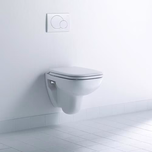 Abattant de toilette blanc D-Code sans mécanisme de fermeture amortie, charnières en acier inoxydable, 430 x 360 x 40 mm, DURAVIT